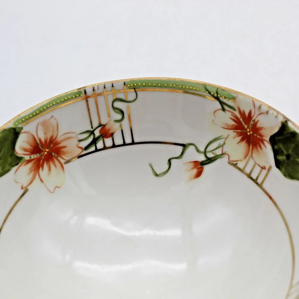 Antique Nippon Hand Painted Mayonnaise Condiment Bowl Under Plate Ladle Japan